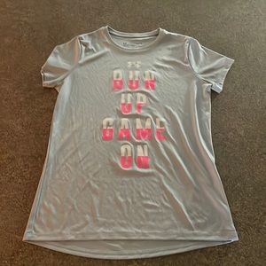 Under Armor Tee, No stains, not well worn, context is BUN UP GAME ON.
